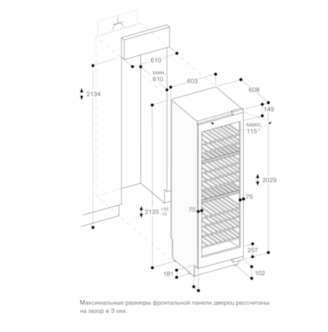 Винный шкаф встраиваемый габариты